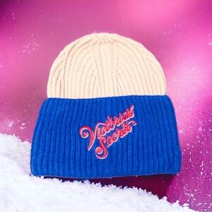 Victoria's Secret color block beanie Blue Light pink winter knit beanie toque